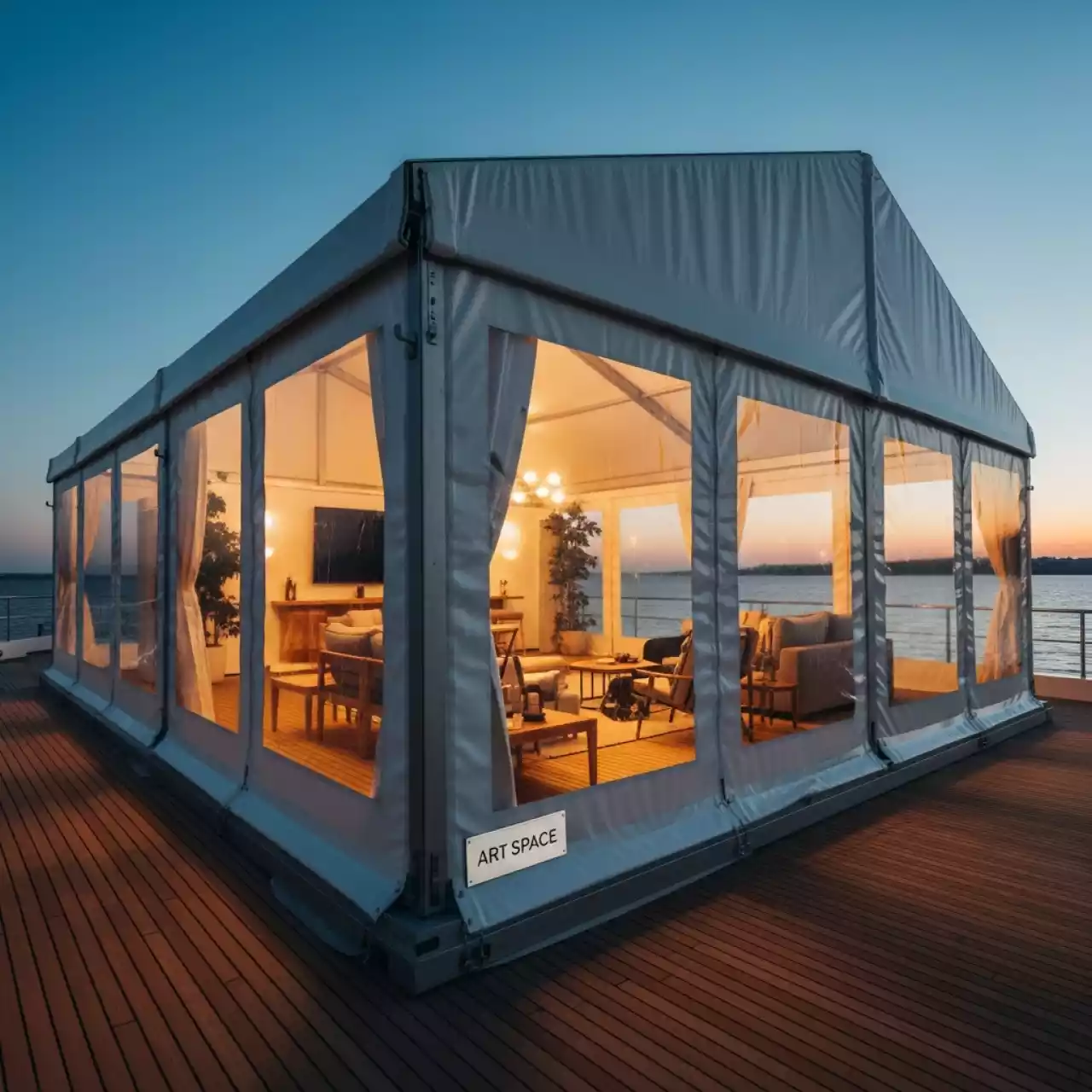 Аренда Шатер павильон 20х35 на VIP-яхте (Имеретинский порт) — ART SPACE