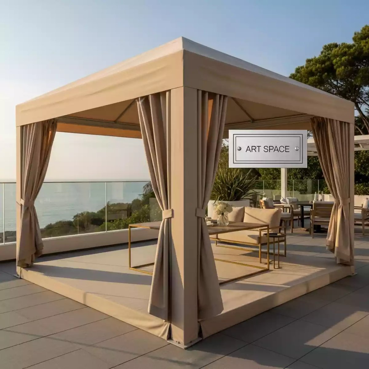 Аренда Шатер павильон AFM 1032FB Beige 4х4 в ресторане «Магеллан» — ART SPACE