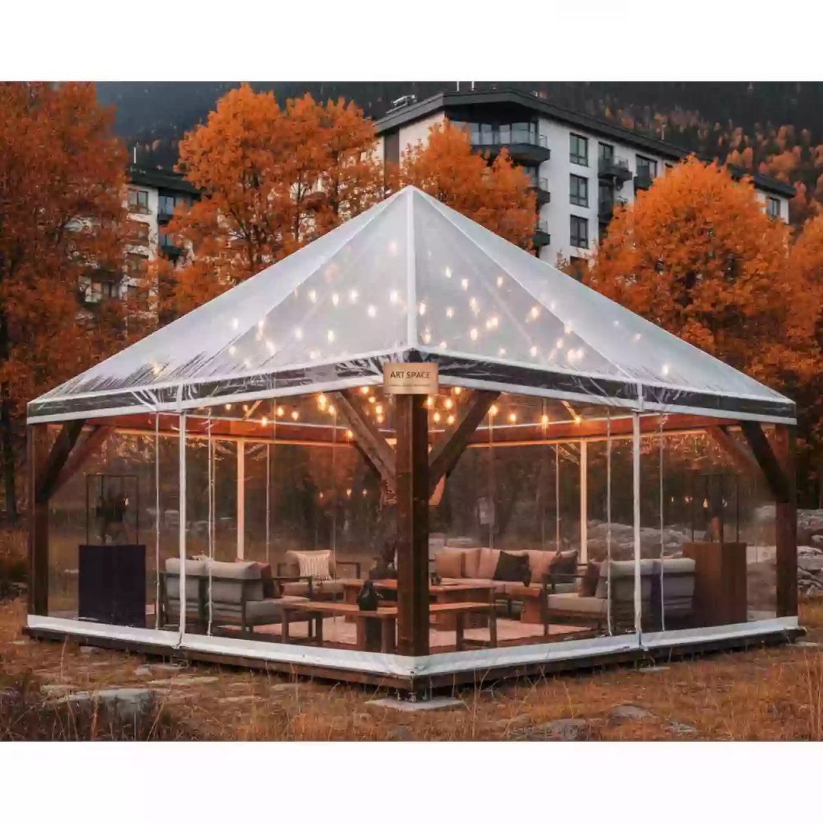 Аренда Шатер прозрачный деревянный 6х6 в Green Flow Hotel — ART SPACE