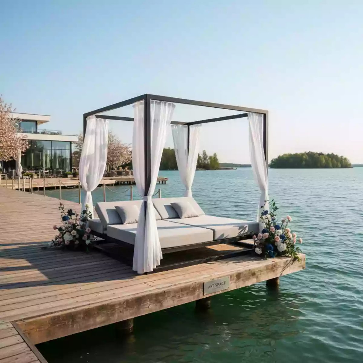 Аренда Шатер с лежаками Alcova Lounge в ресторане «Паруса» — ART SPACE