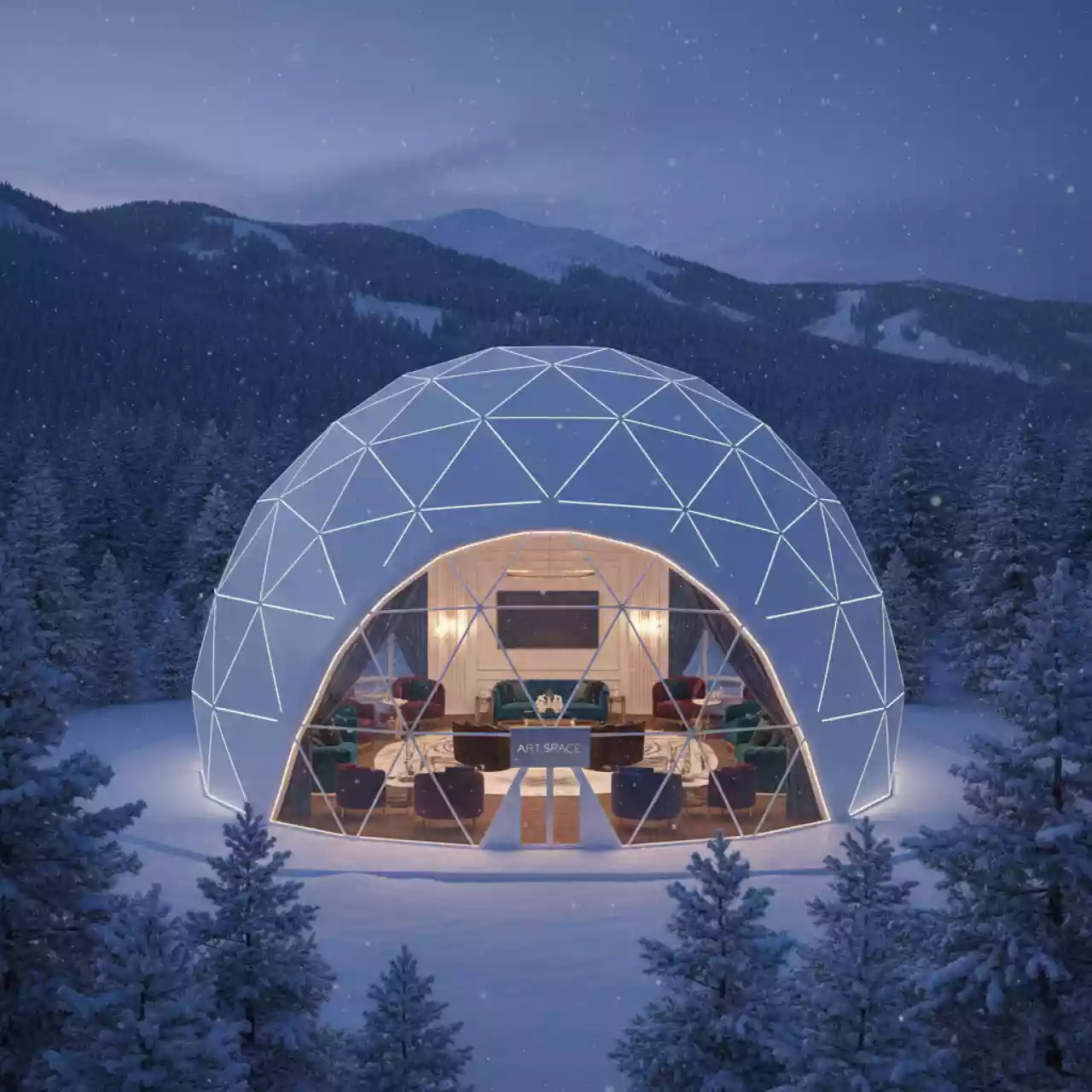 Аренда Шатер сферический купол диаметр 20 м в Гранд Отель Поляна — ART SPACE