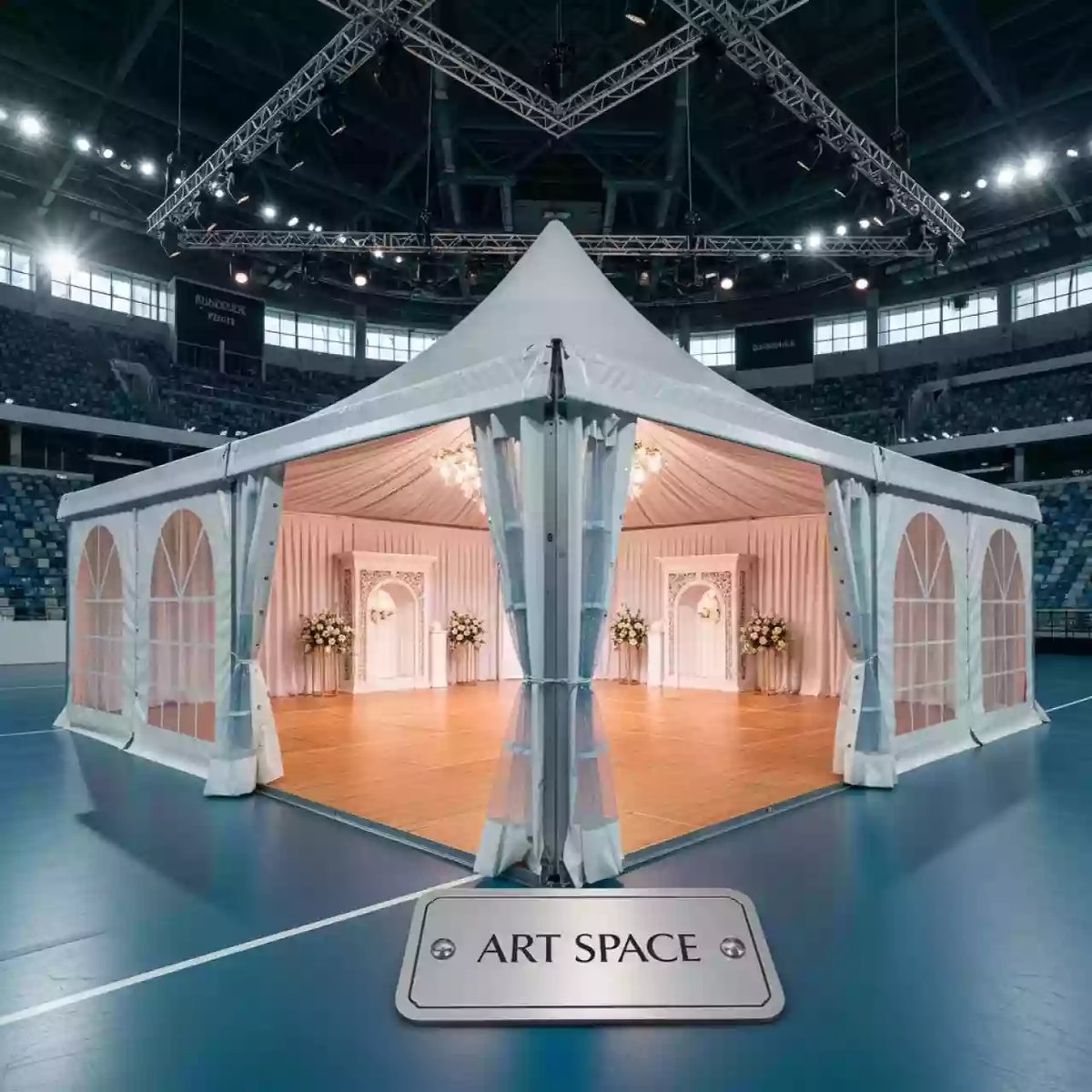 Аренда Шатер тентовый 10х10 с полом в ледовой арене «Шайба» — ART SPACE
