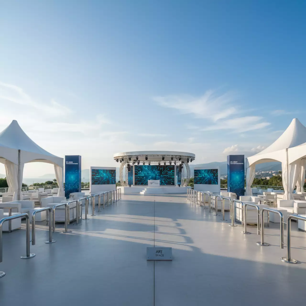 Аренда Шатры беседки мебель экраны сцены фан барьеры в Grand Karat Sochi — ART SPACE