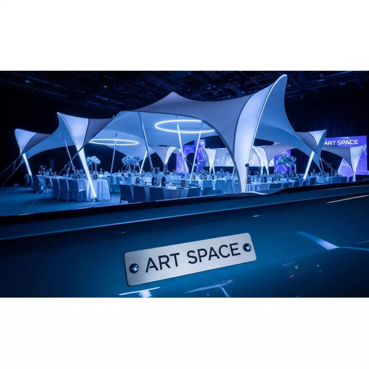 Аренда Шатры натяжные и тенты стрейч в банкетном зале «Дельфин» — ART SPACE