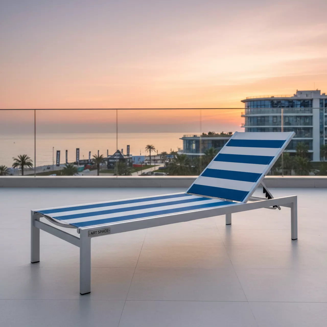 Аренда Шезлонг бело голубой в Bridge Resort — ART SPACE