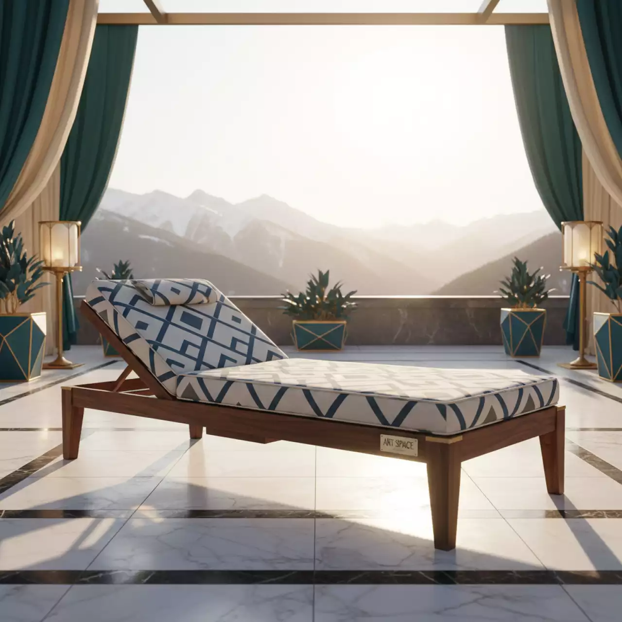 Аренда Шезлонг деревянный с матрасом Spain на курорте «Газпром» (Альпика) — ART SPACE