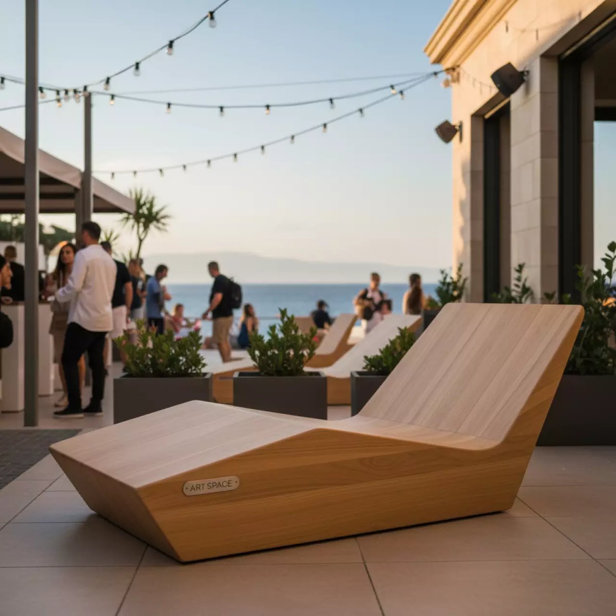 Аренда Шезлонг лежак деревянный Shine в ресторане «Sanremo» — ART SPACE