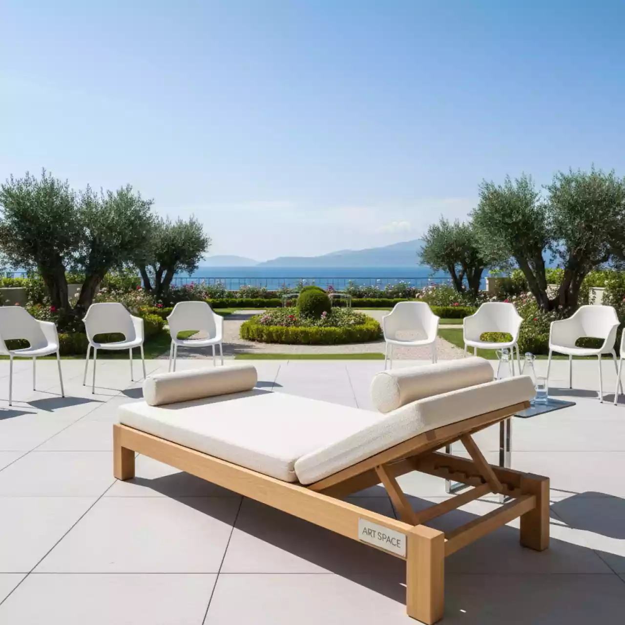 Аренда Шезлонг лежак деревянный Spain с матрасом в Гранд Отель Сочи — ART SPACE