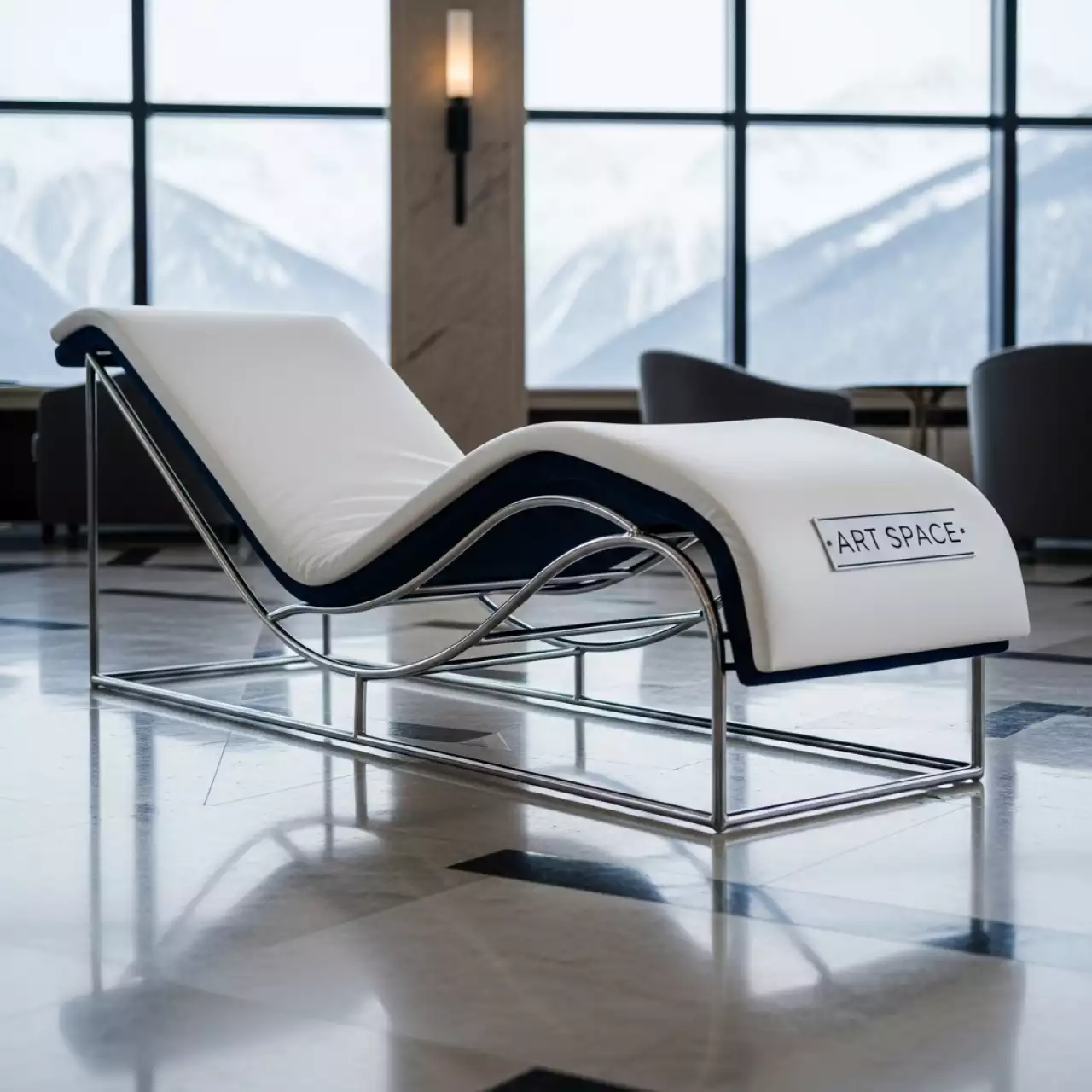 Аренда Шезлонг лежак металлический Wave белый синий в Rixos Krasnaya Polyana — ART SPACE