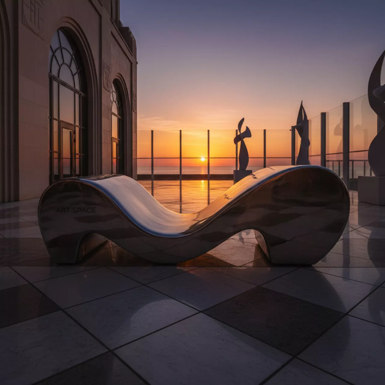 Аренда Шезлонг лежак металлический Wave в зале «Чайка» (Морпорт) — ART SPACE