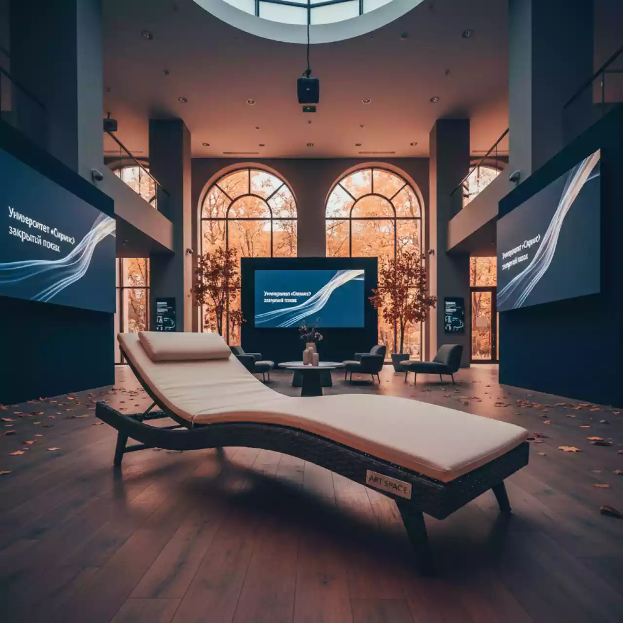 Аренда Шезлонг лежак плетеный Pioneer с матрасом в Университете «Сириус» — ART SPACE