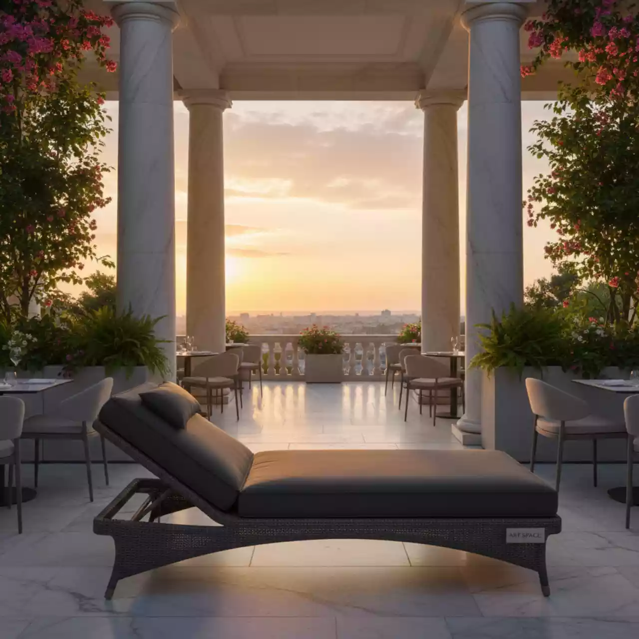 Аренда Шезлонг лежак плетеный с матрасом Ralph Nightfall в ресторане «La Terrazza» — ART SPACE