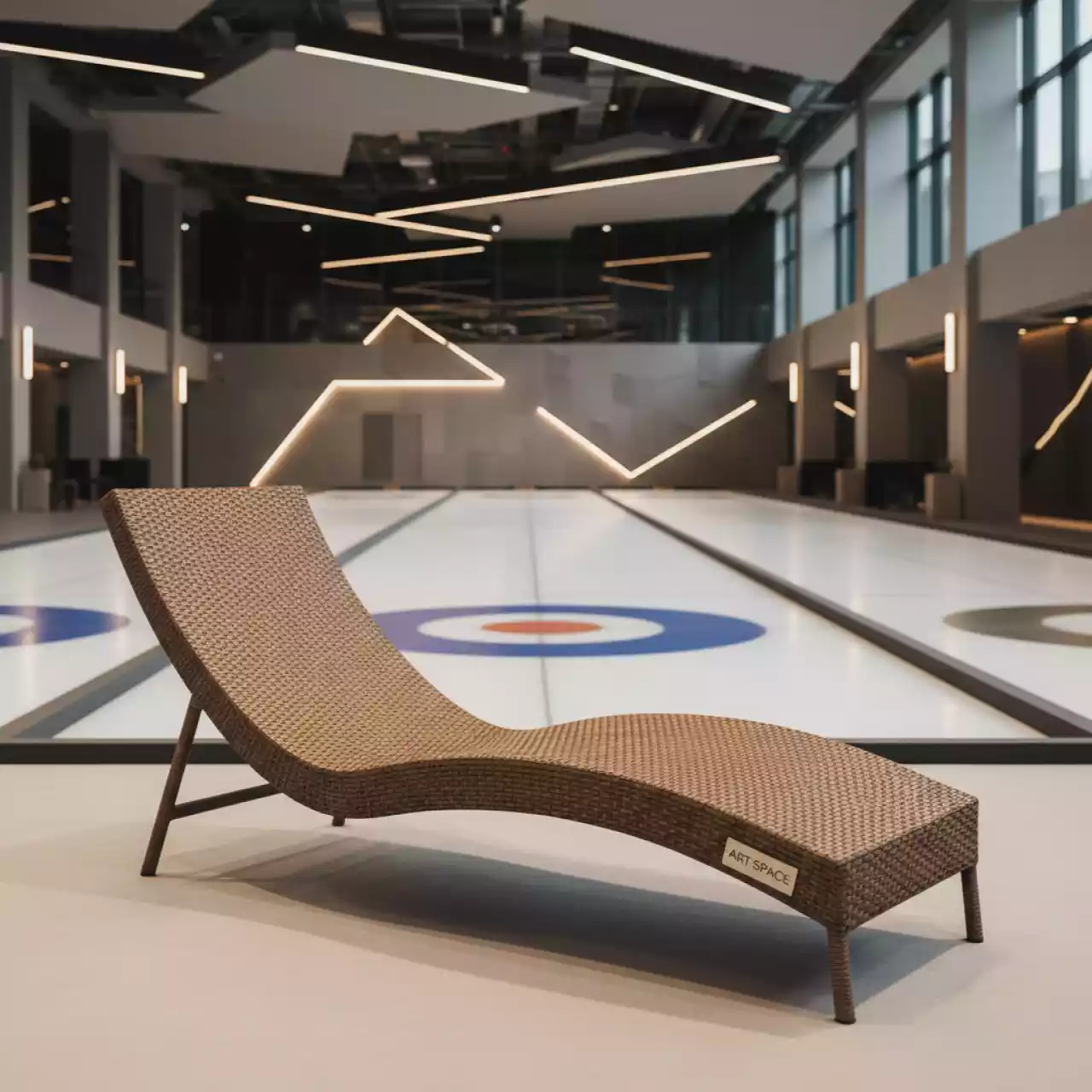Аренда Шезлонг «Лиссабон» искусственный ротанг коричневый в Керлинговом центре «Ледяной куб» — ART SPACE