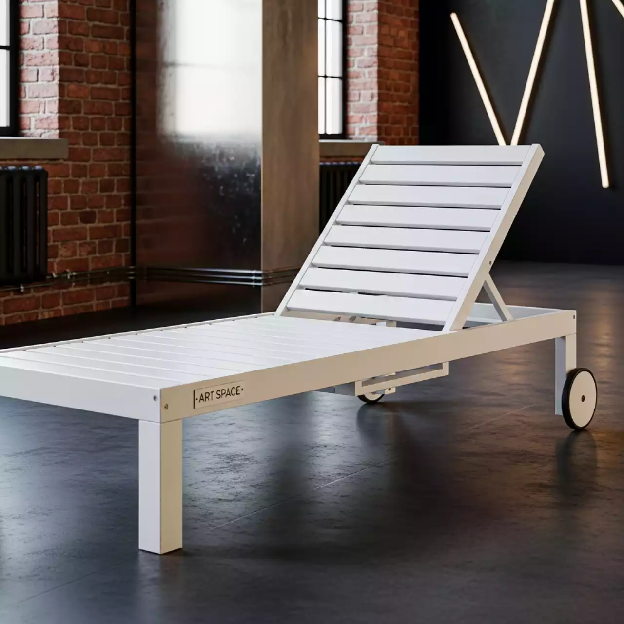 Аренда Шезлонг на колесиках из акации белый Royal Family Paolo в лофте «Студия 21» — ART SPACE