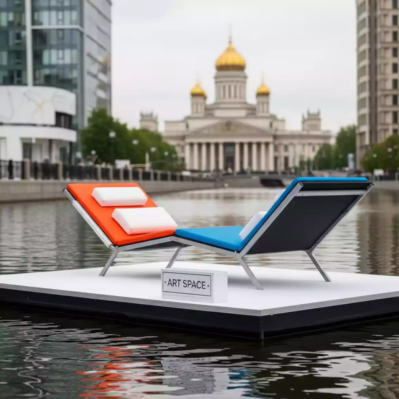 Аренда Шезлонг пластиковый плавающий Serendipity Chaise Floating S 130 в Зале органной и камерной музыки — ART SPACE