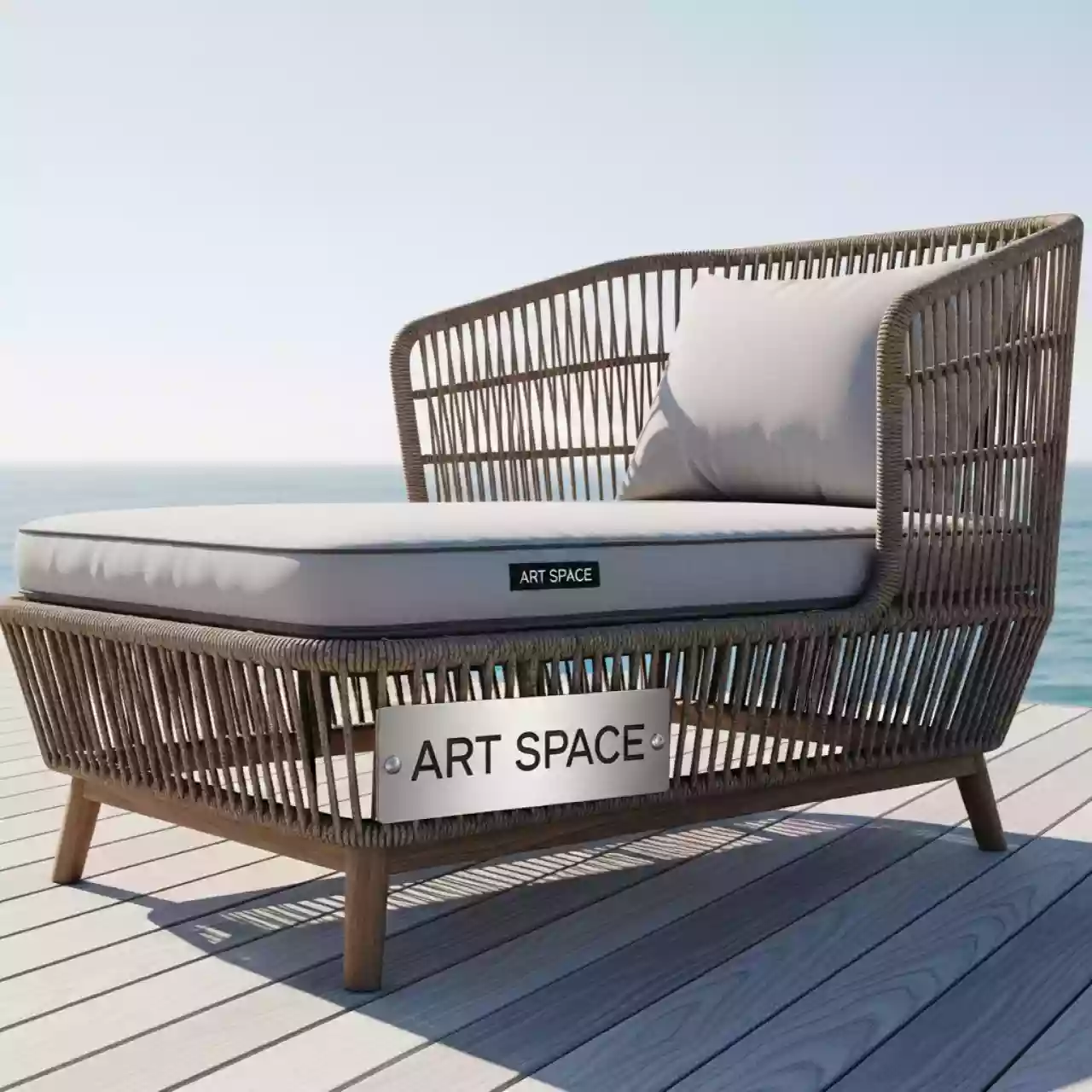 Аренда Шезлонг плетеный с матрасом Armona в пляжном клубе Del Mar — ART SPACE
