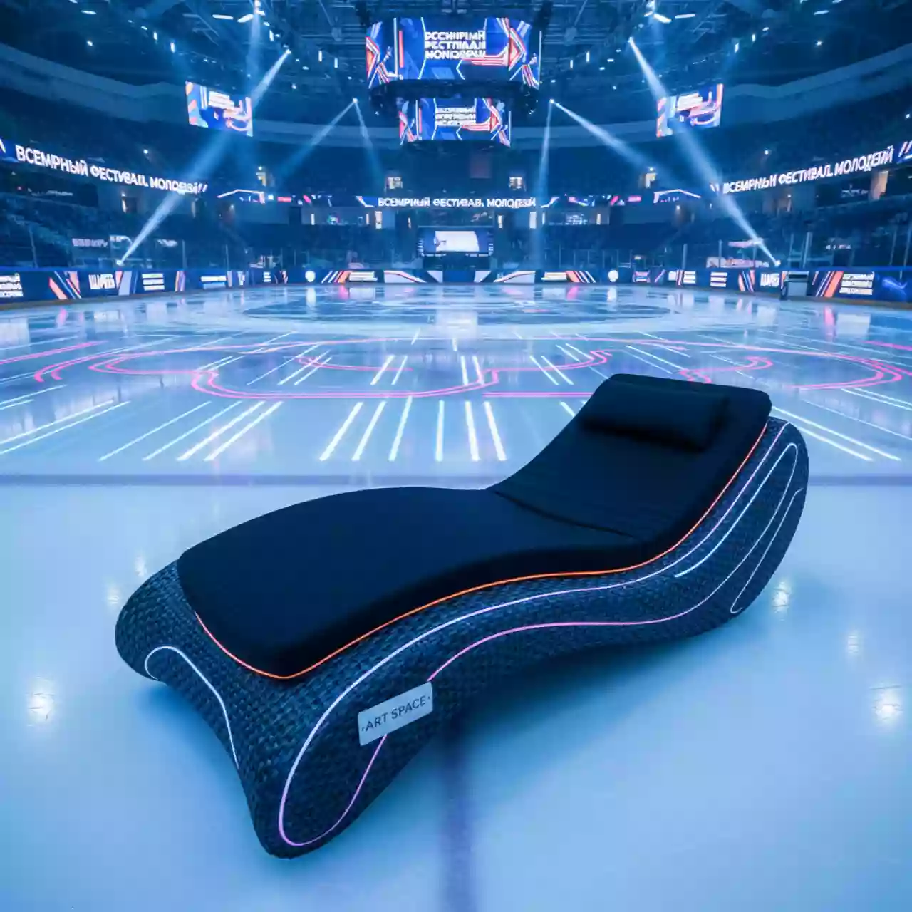 Аренда Шезлонг плетеный с матрасом Ralph Nightfall в ледовой арене «Шайба» — ART SPACE