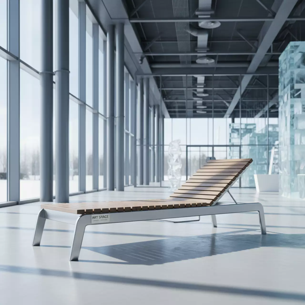 Аренда Шезлонг реечный в ледовом дворце «Роза Хутор» — ART SPACE