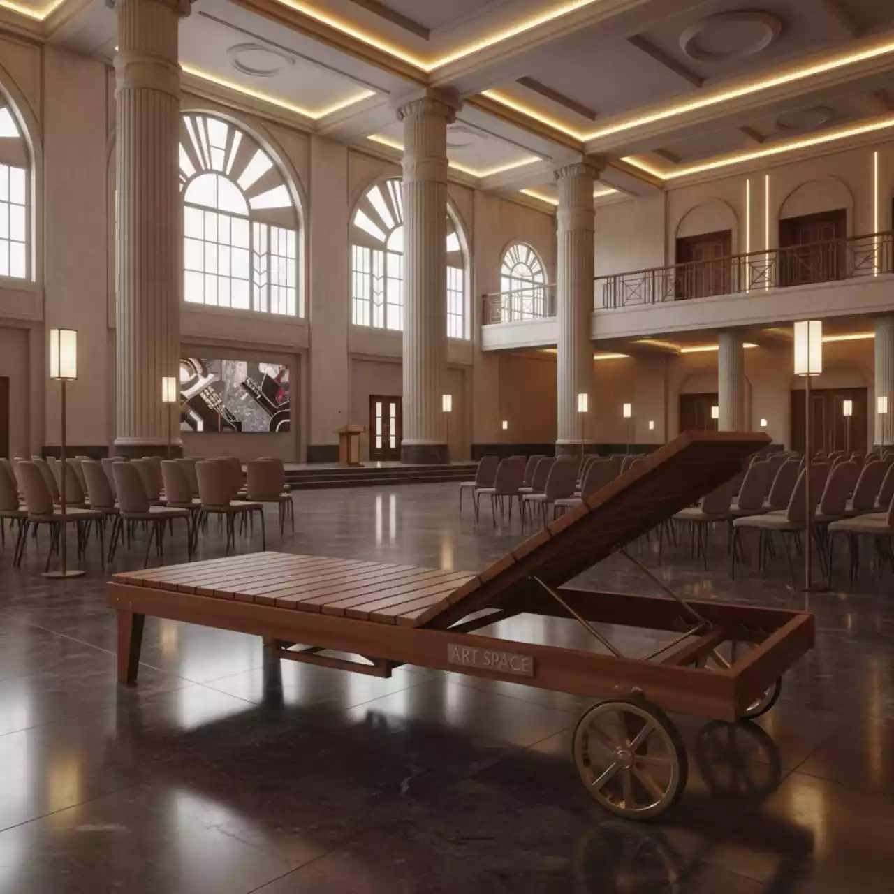 Аренда Шезлонг Royal Family PAOLO на колесиках из акации TEAKLOOK в ледовом дворце «Большой» — ART SPACE