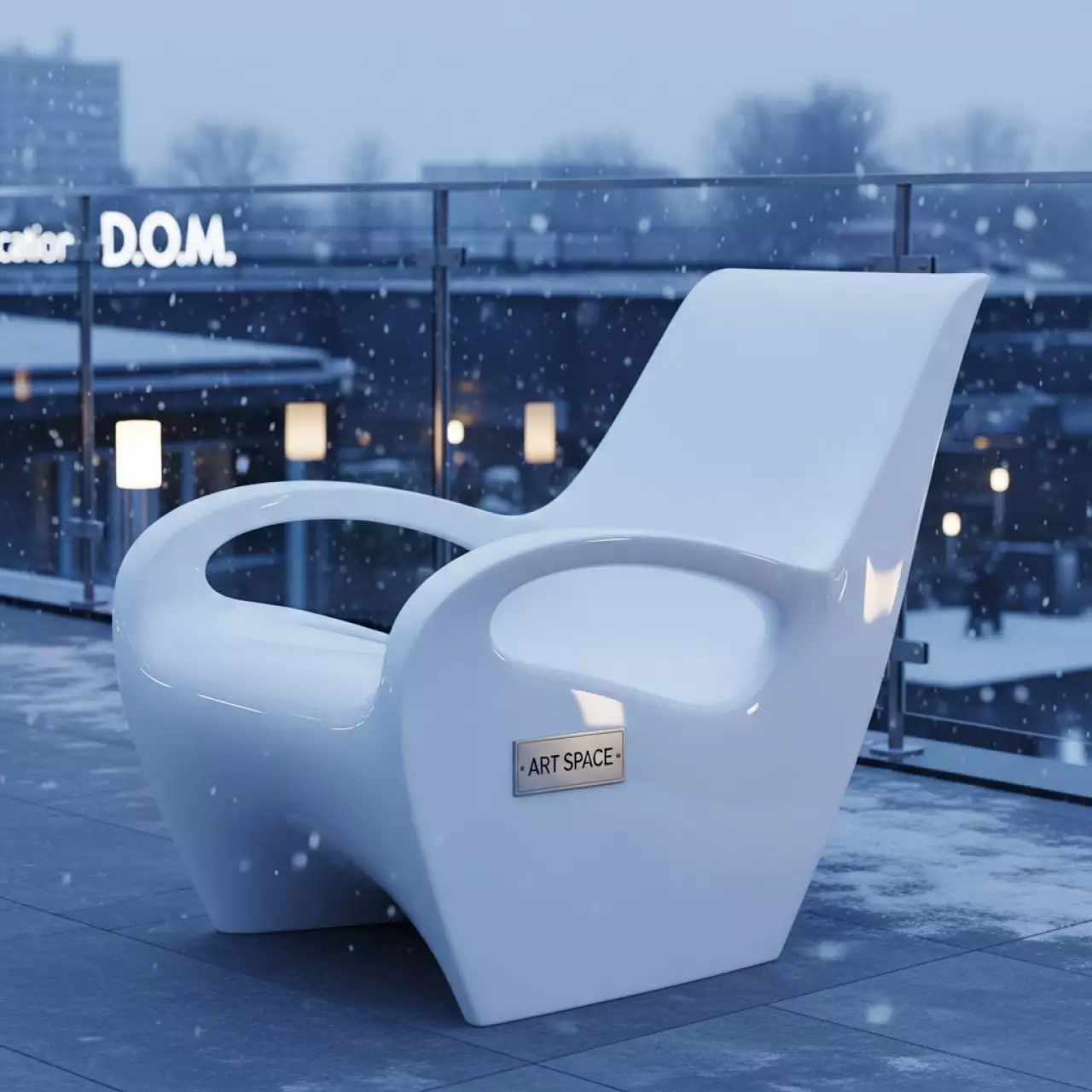 Аренда Шезлонг с подлокотниками белый в ресторане «D.O.M» — ART SPACE