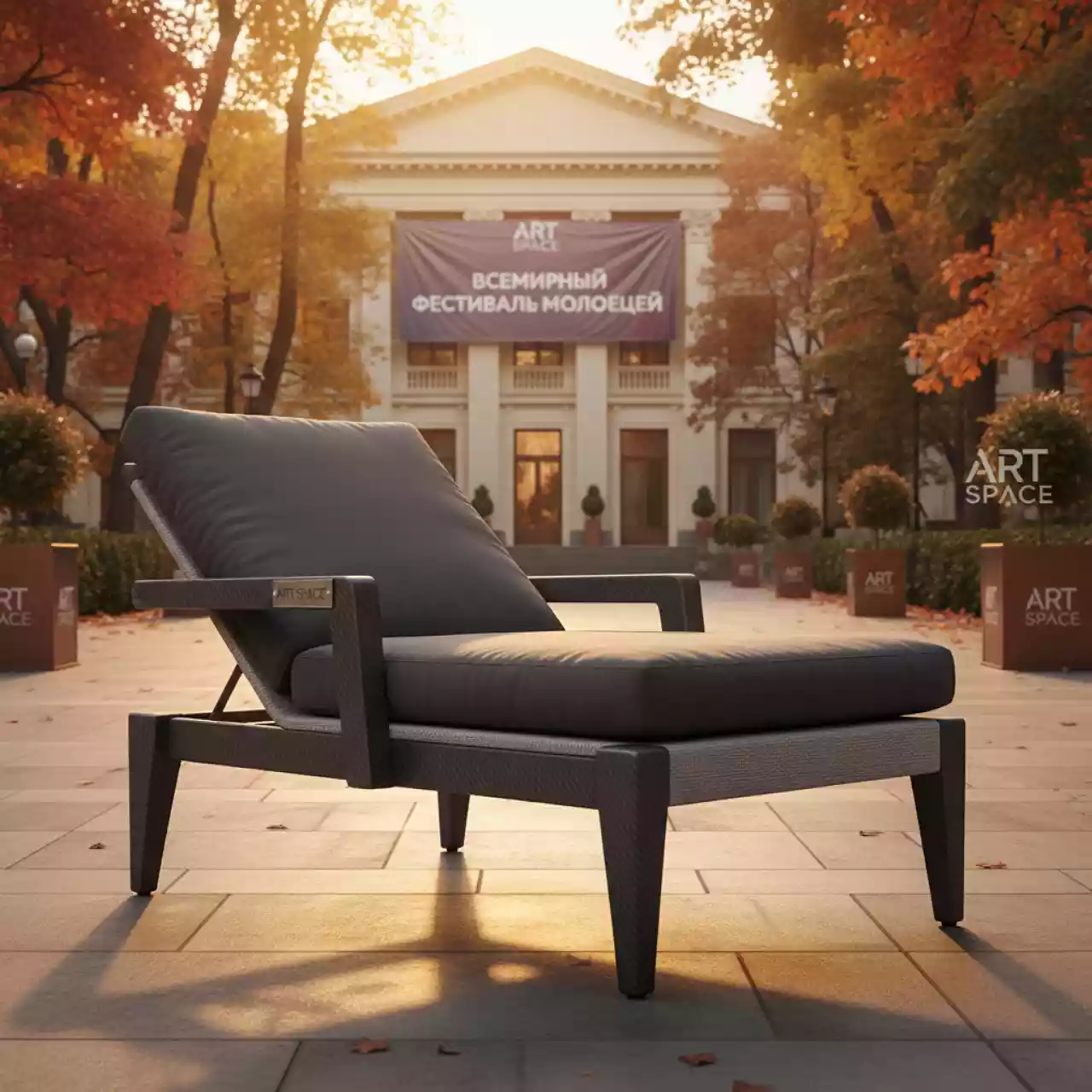 Аренда Шезлонг SOGNO S темно серый карбон каркас серый текстилен подушка антрацит в санатории «Октябрьский» — ART SPACE