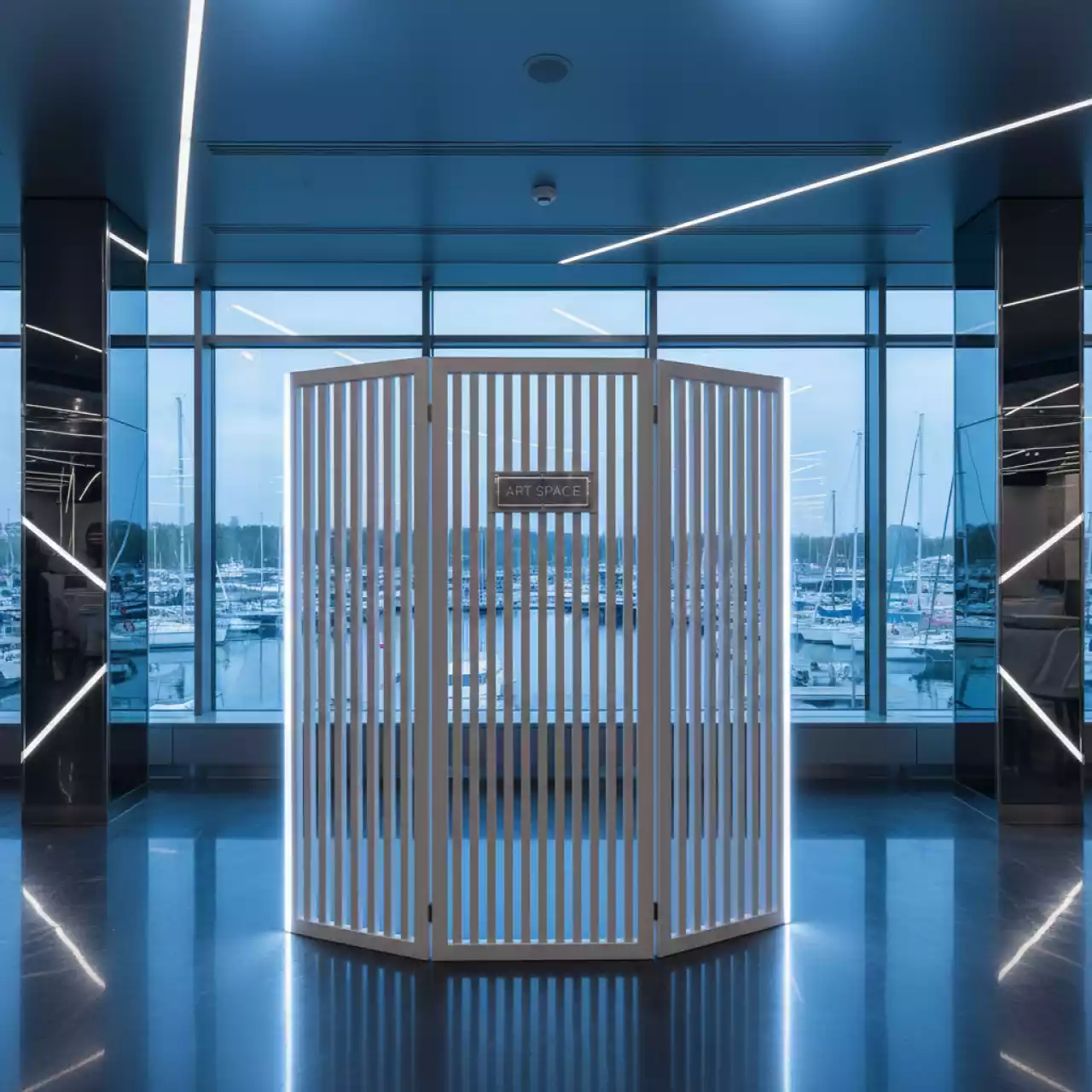 Аренда Ширма деревянная белая в ресторане «Паруса» — ART SPACE