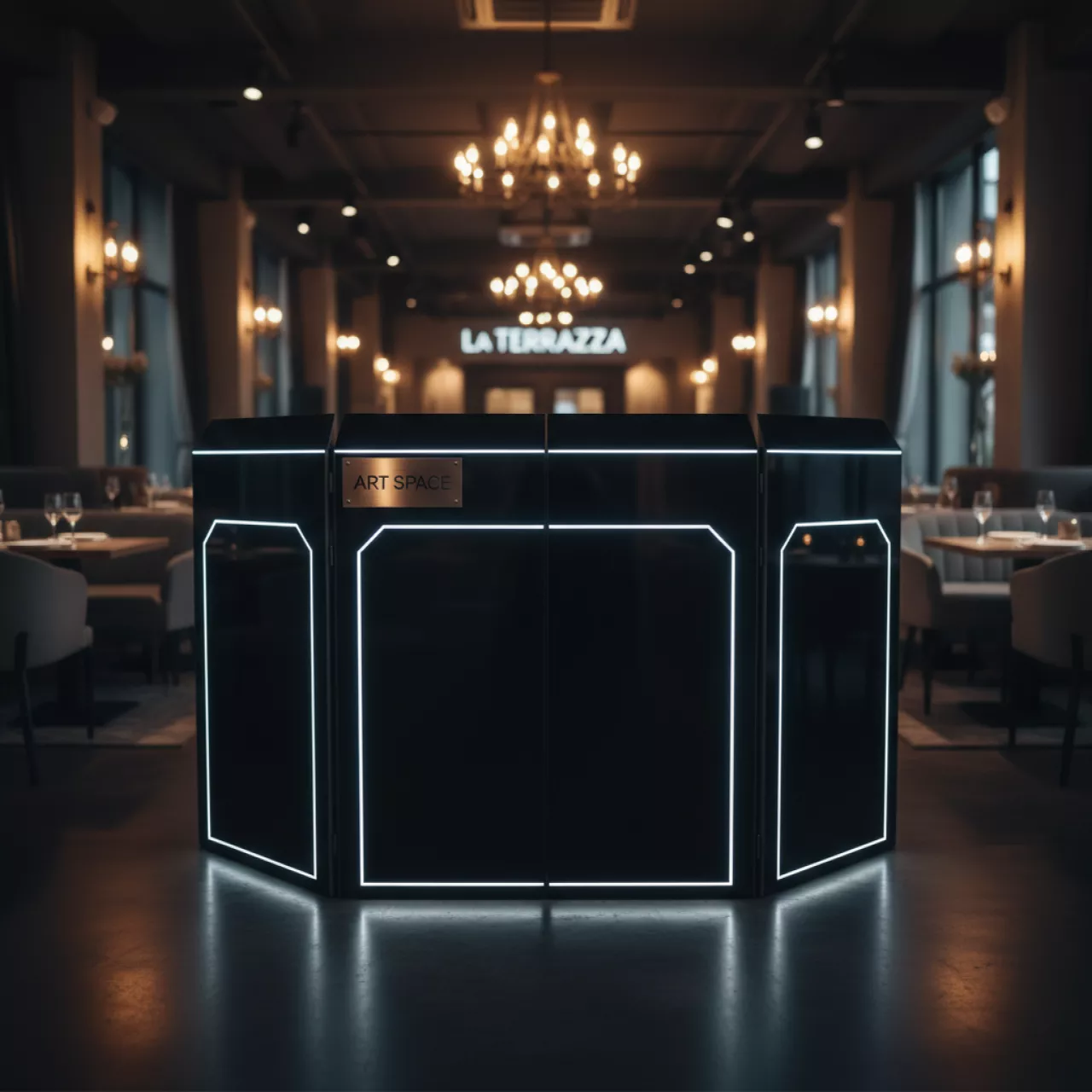 Аренда Ширма DJ черная в ресторане «La Terrazza» — ART SPACE