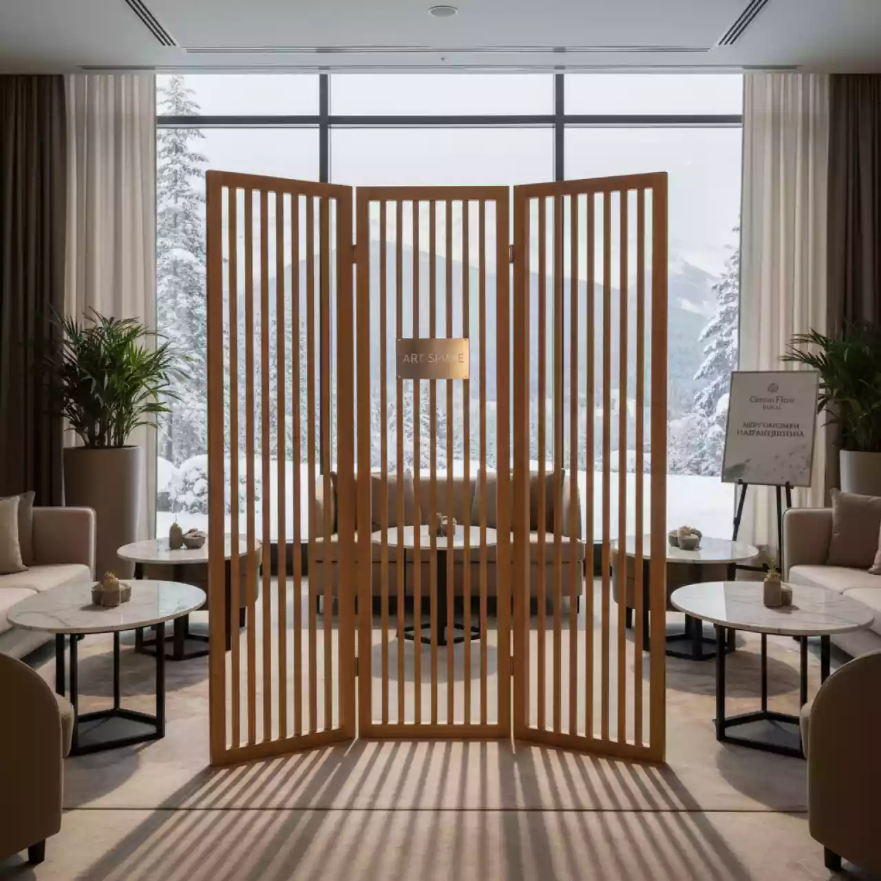 Аренда Ширма Fold classic натуральный цвет в Green Flow Hotel — ART SPACE