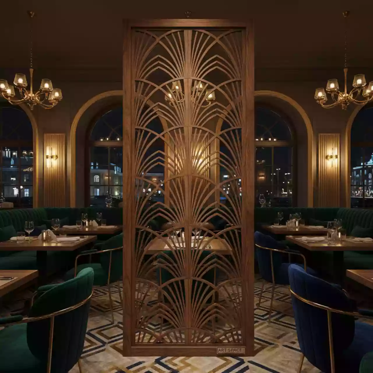 Аренда Ширма коричневое дерево в ресторане «Высота 5642» — ART SPACE