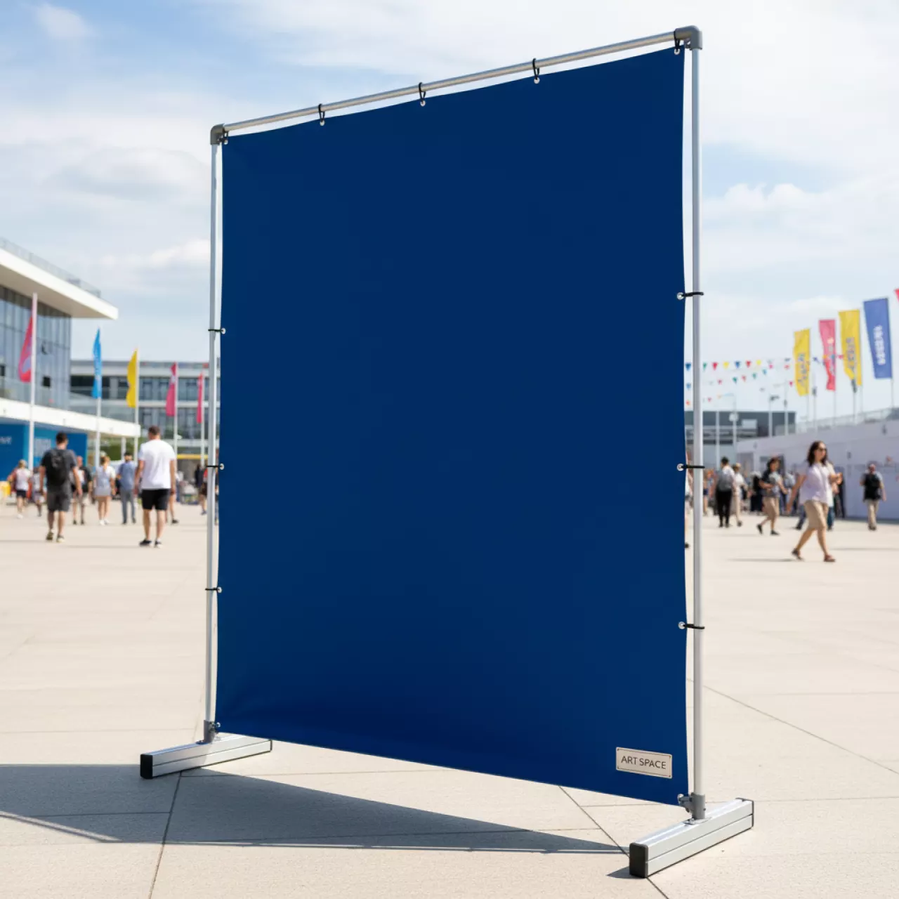 Аренда Ширма перегородка Джокер синий габардин 3х2 м в Delta Sirius — ART SPACE