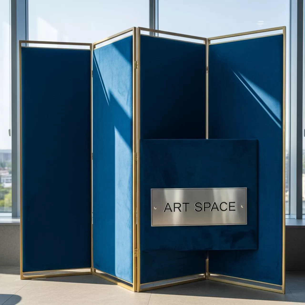 Аренда Ширмы бархатные голубые в ресторане «Voda» — ART SPACE