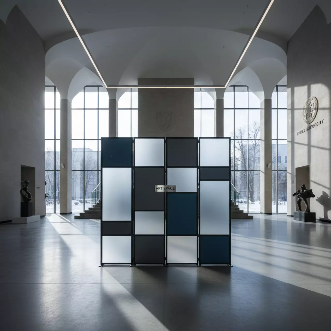 Аренда Ширмы для зонирования входной группы в Университете «Сириус» — ART SPACE