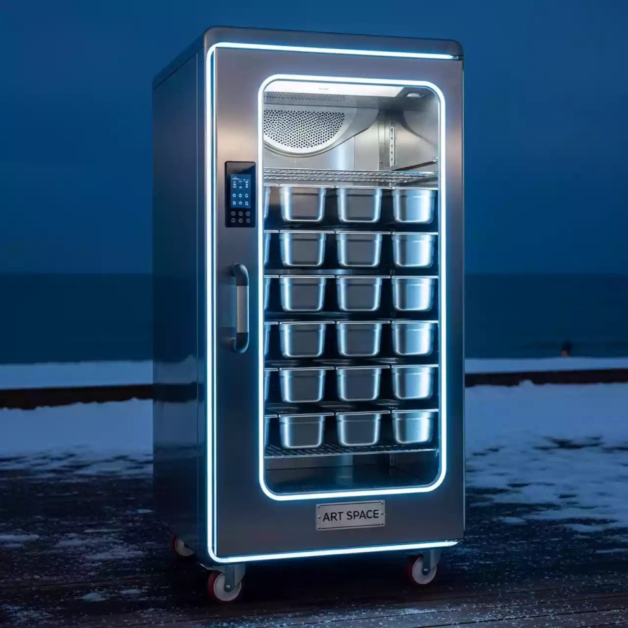 Аренда Шкаф холодильный на колёсах на 26 гастроёмкостей Италия 700 л 800х890х1840 мм на пляжных клубах Хосты — ART SPACE