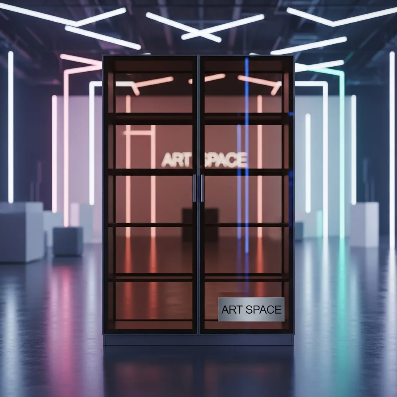 Аренда Шкаф стеллаж со стеклом брауни 798х446х2112 мм в комплексе «Дагомыс» — ART SPACE