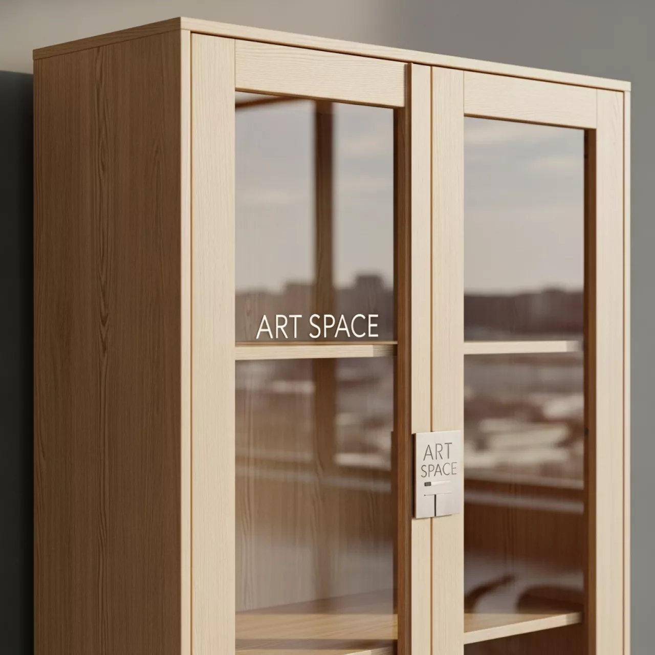 Аренда Шкаф стеллаж со стеклом шамони светлый в ресторане «La Terrazza» — ART SPACE