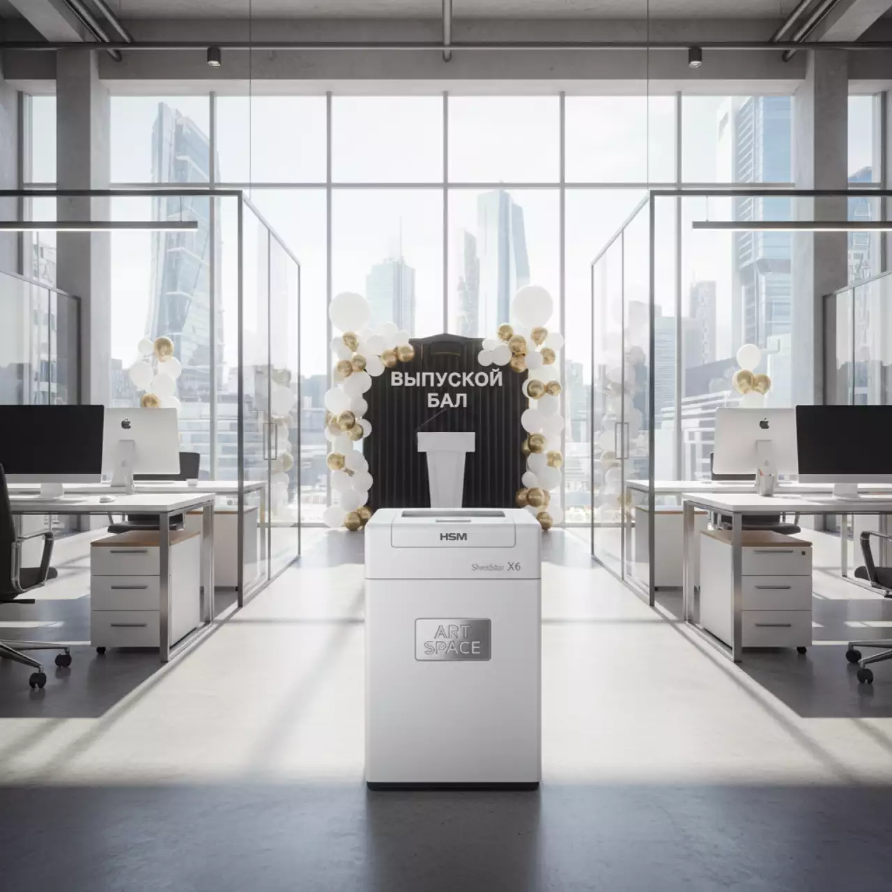 Аренда Шредер HSM Shredstar X6 2х15 мм белый в Керлинговом центре «Ледяной куб» — ART SPACE