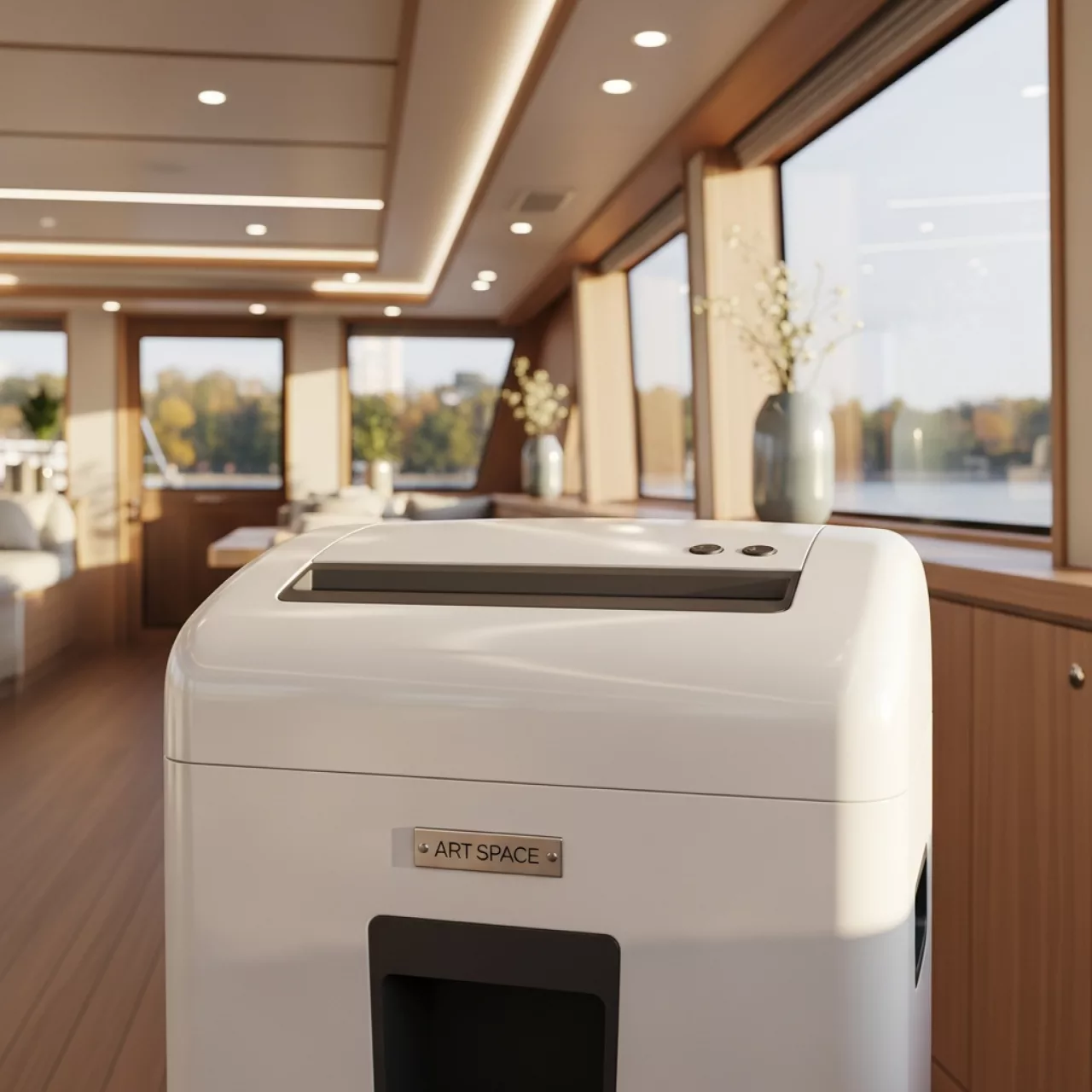 Аренда Шредер уничтожитель Ideal 4005 CC 2х15 мм на VIP теплоходе (Морпорт Сочи) — ART SPACE