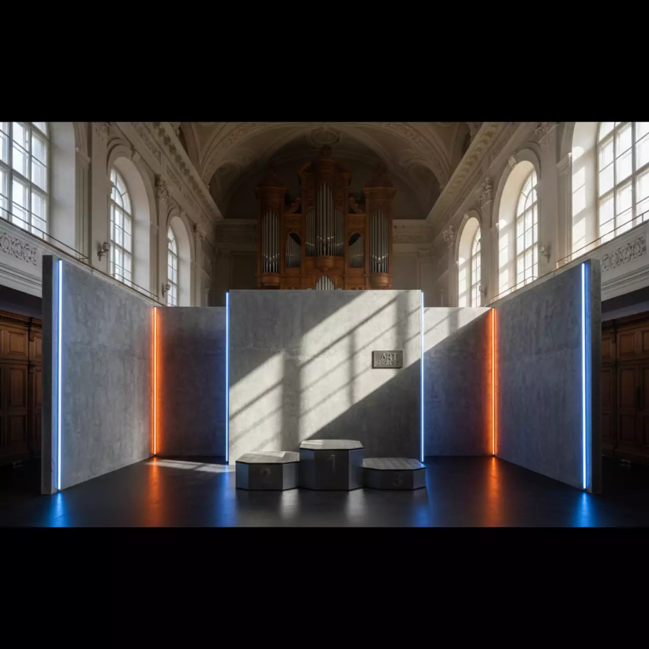 Аренда Штукатурка фасадная серая ЕС в Зале органной и камерной музыки — ART SPACE