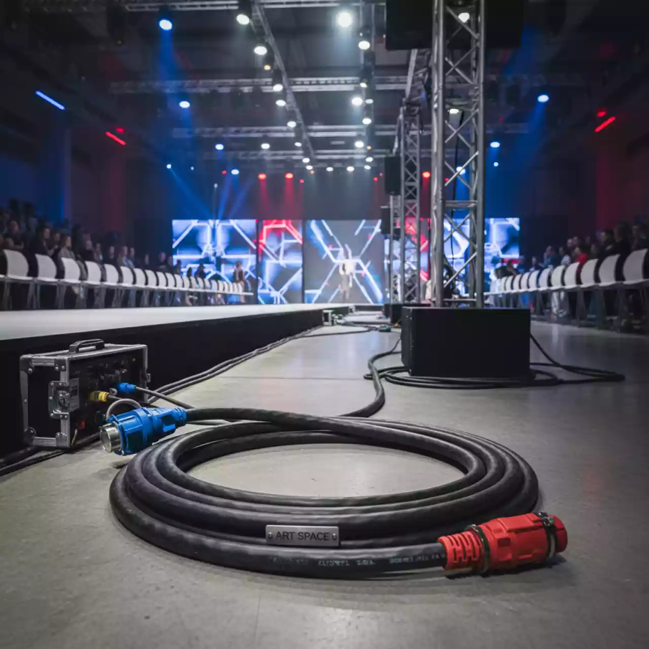 Аренда Силовой кабель 380 В CEE 63 А 5P — CEE 32 А 5P IP67 30 м в Red Arena — ART SPACE