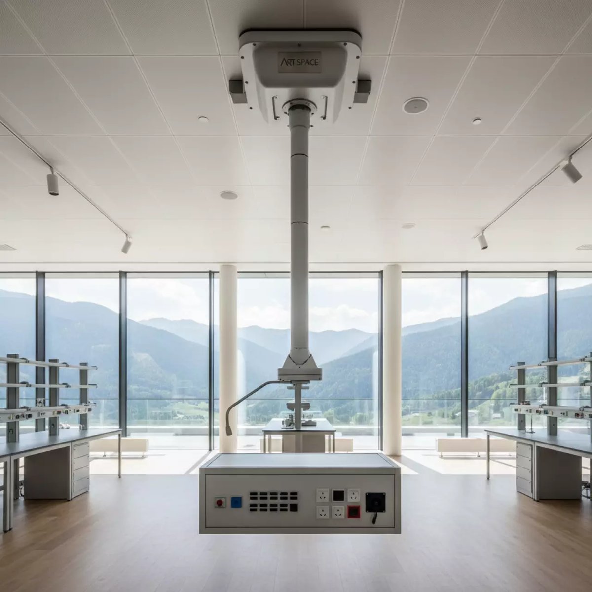 Аренда Система электроснабжения потолочная KM ES 05 для кабинетов химии биологии с 1 рукавом 6 1 модуль в ледовом дворце «Роза Хутор» — ART SPACE