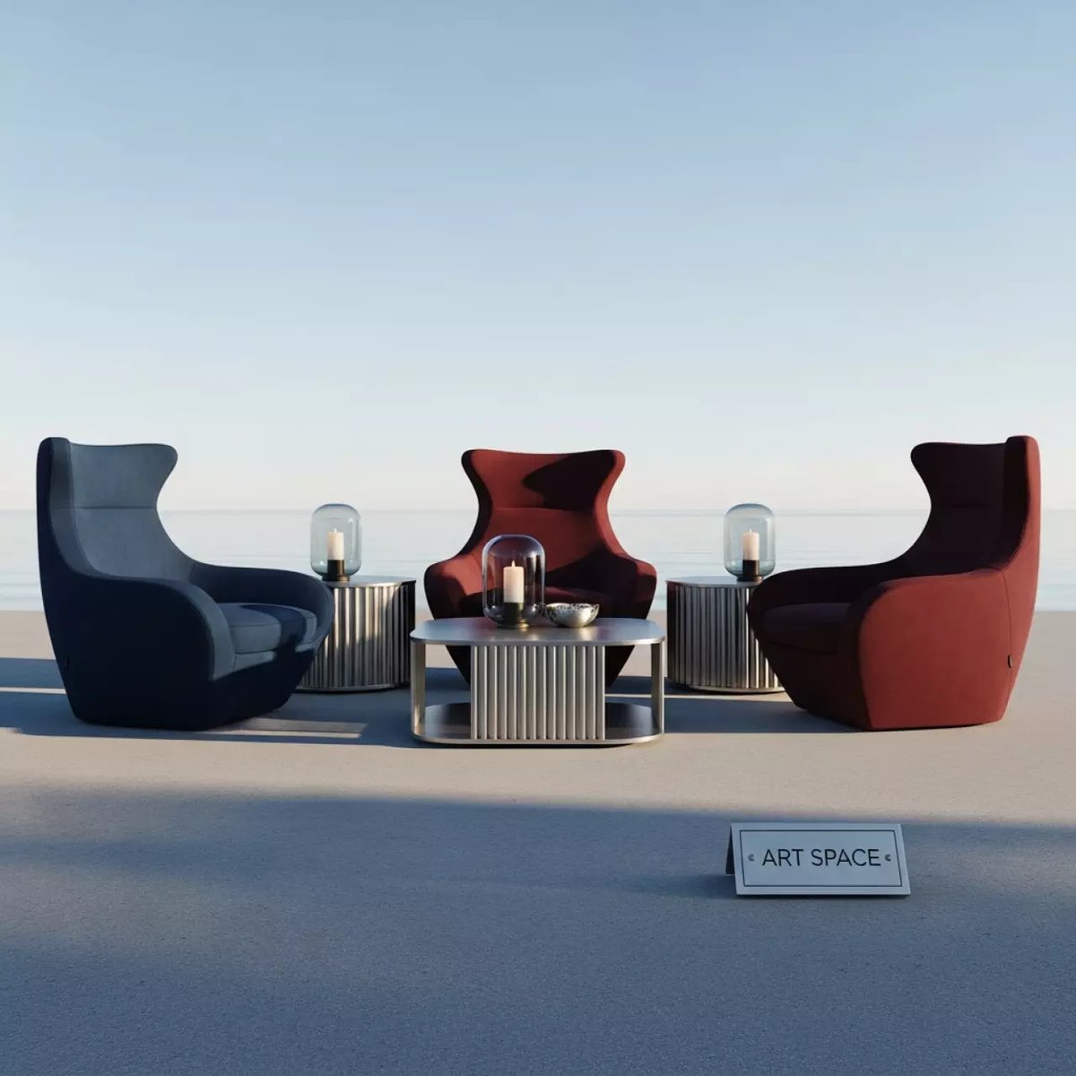 Аренда Система Gliss с тремя сиденьями и столиком на пляже «Мандарин» — ART SPACE