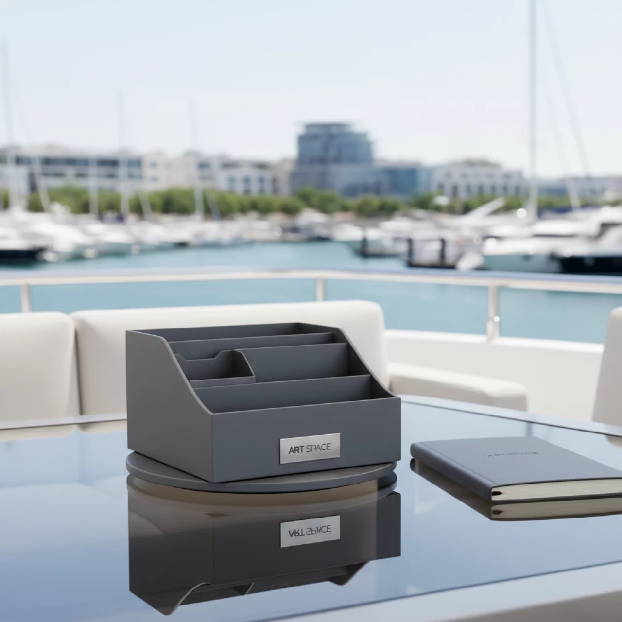 Аренда Система настольная ProMega Office вращающаяся A4 серая на VIP-яхте (Имеретинский порт) — ART SPACE