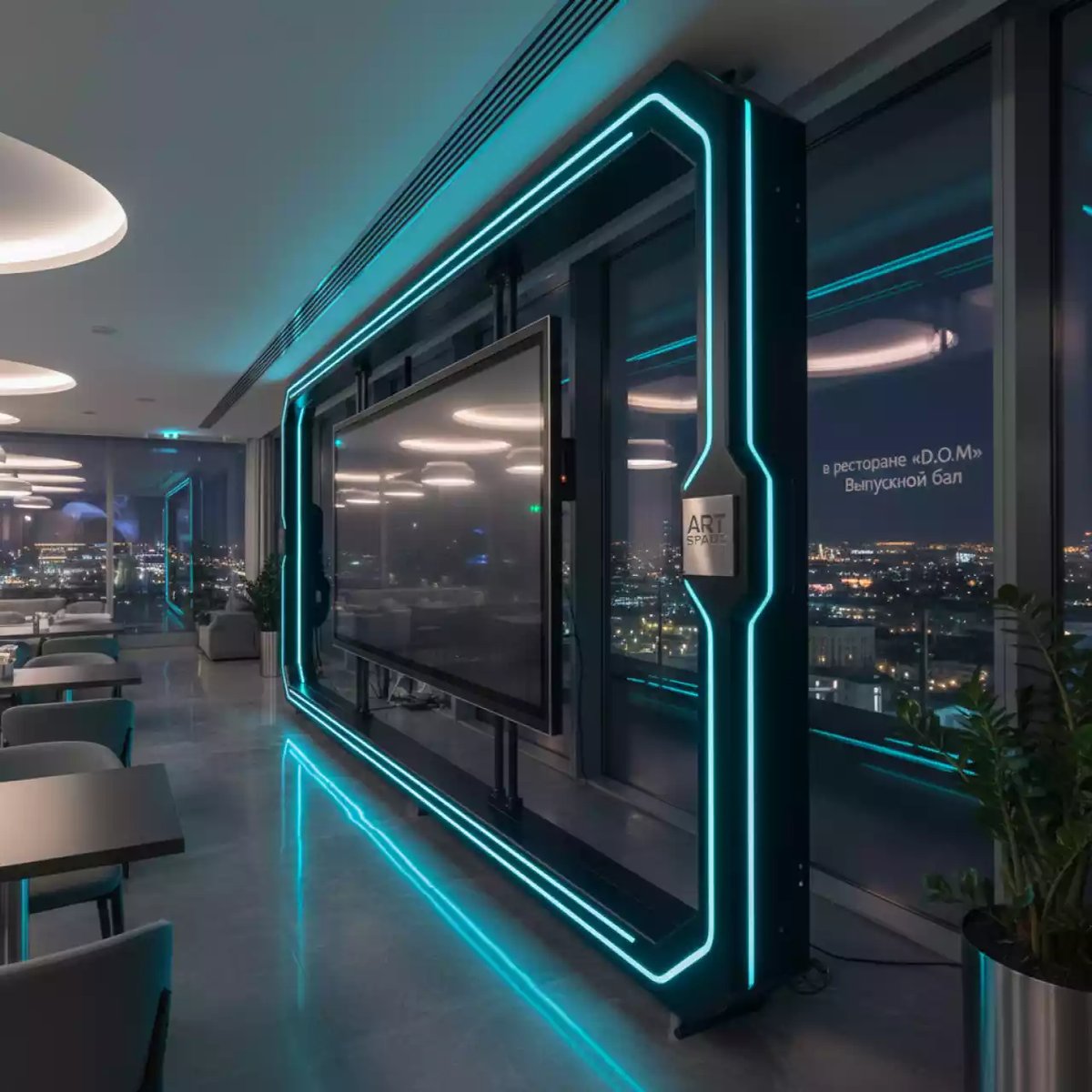 Аренда Система раздвижная рельсовая для интерактивной панели INTERWRITE MTM 86T9 86 в ресторане «D.O.M» — ART SPACE