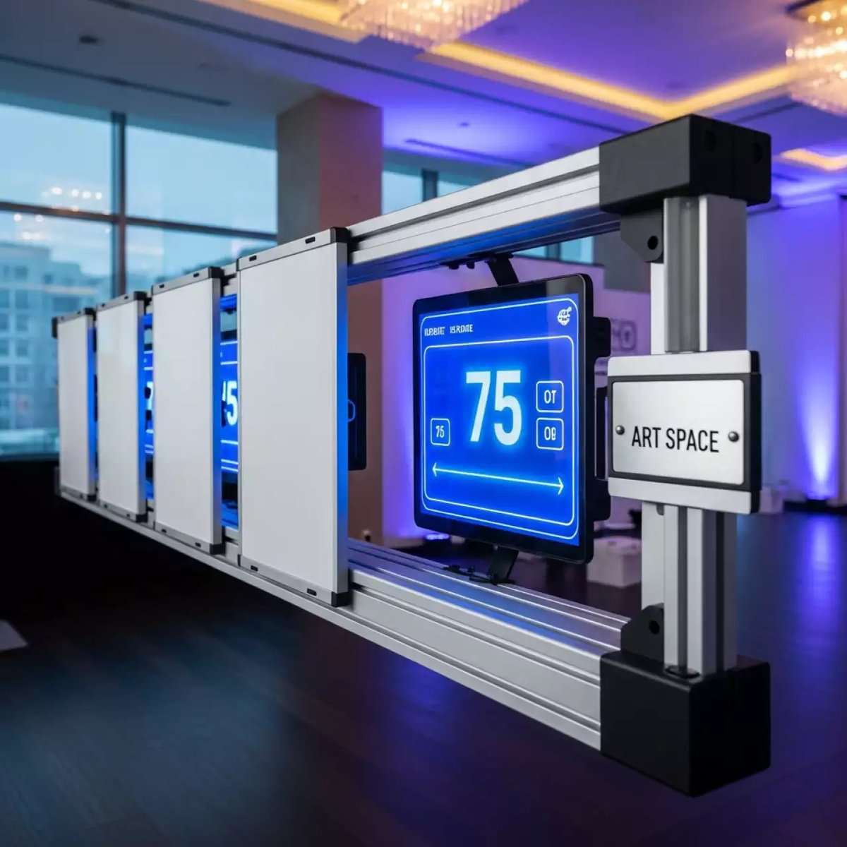 Аренда Система рельсовая комбинированная Skilo с четырьмя маркерно рельсовыми досками и интерактивной панелью 75 в отеле Radisson Lazurnaya — ART SPACE