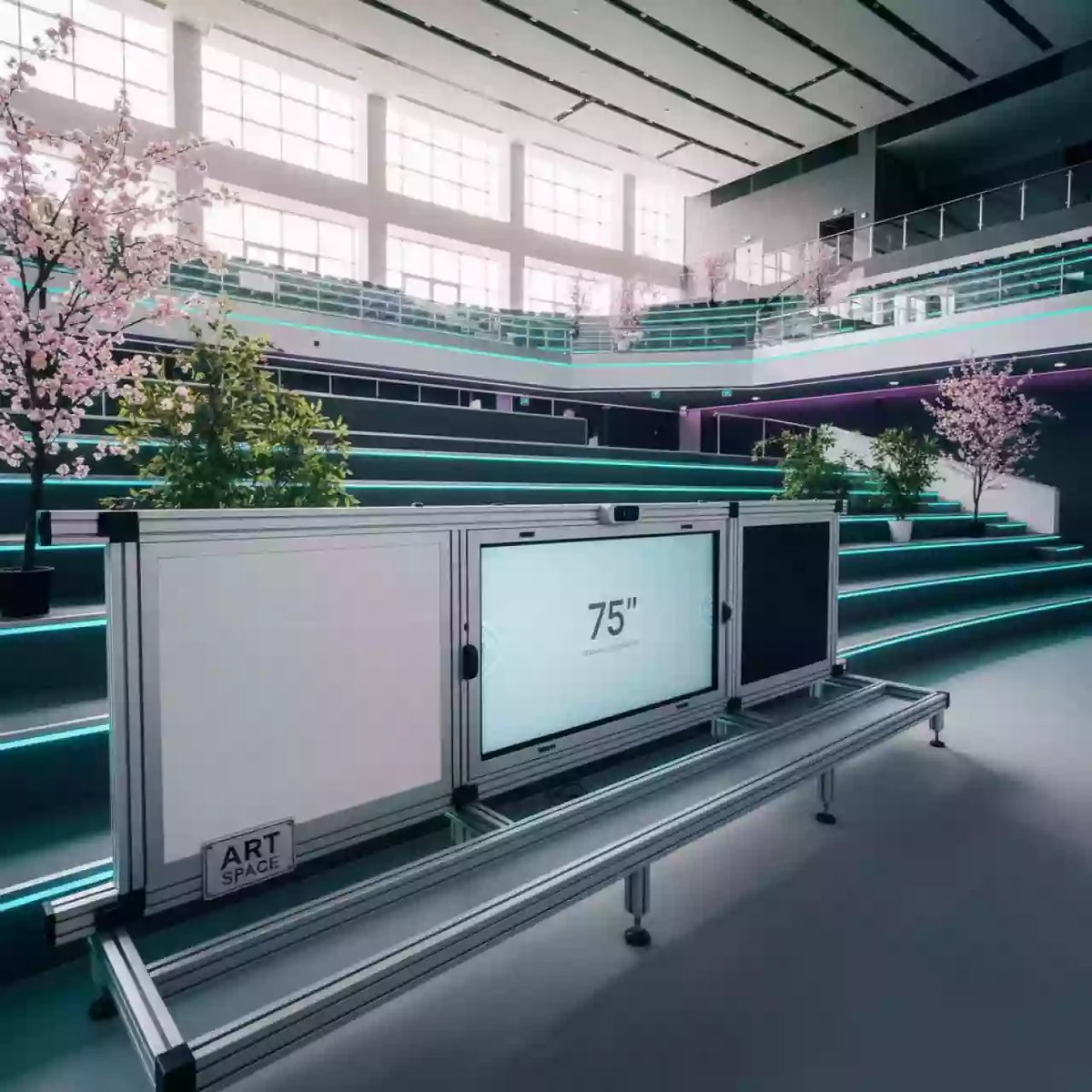 Аренда Система рельсовая PolyGlide Slide МОНО 2 для ЖК и ИД 65 75 КР 170 Р маркер и мел в Университете «Сириус» — ART SPACE