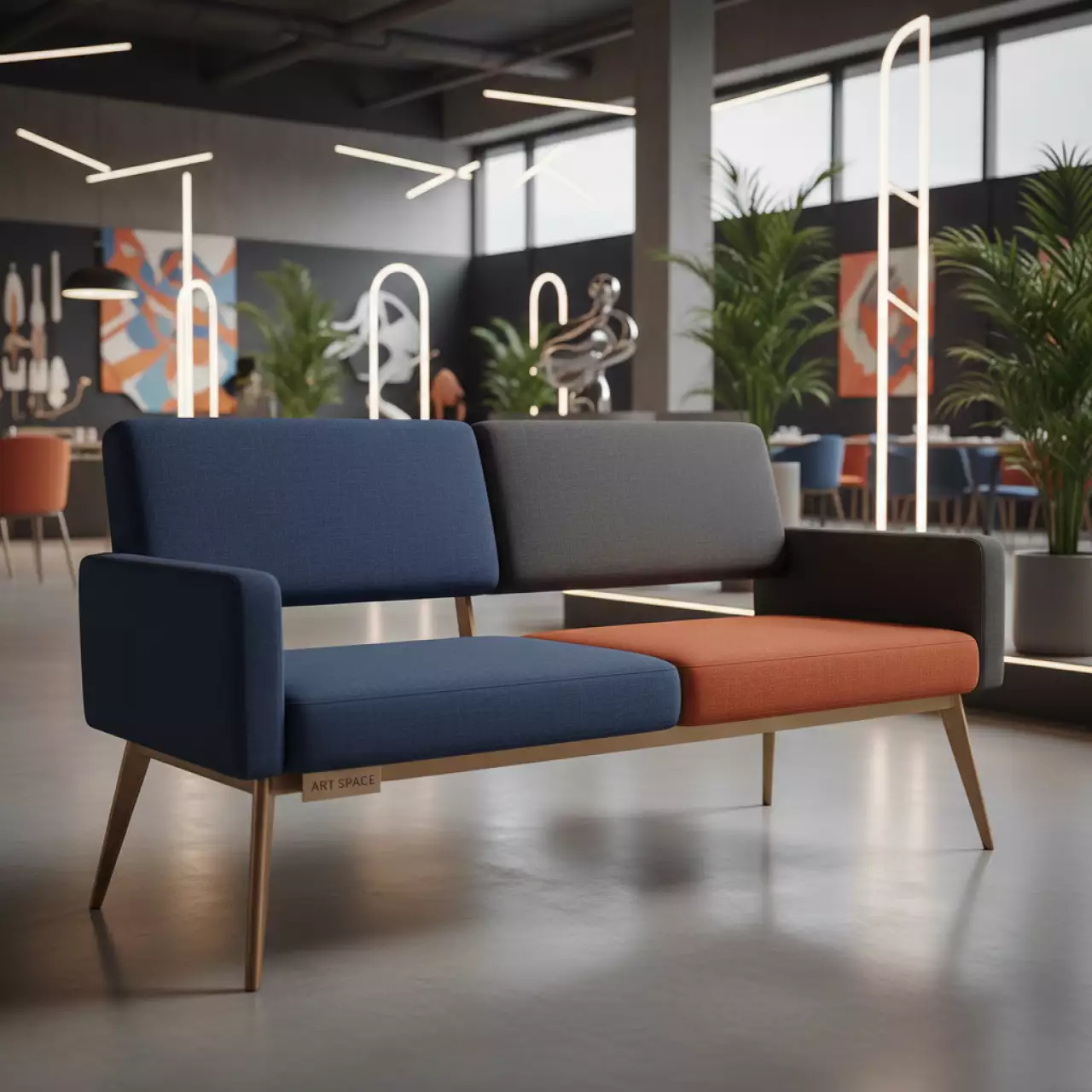 Аренда Скамья двухместная Лайнс в ресторане «Плакучая Ива» — ART SPACE