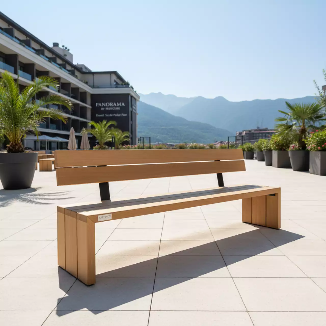 Аренда Скамья эко со спинкой Ecosreda 2 м в Panorama by Mercure — ART SPACE