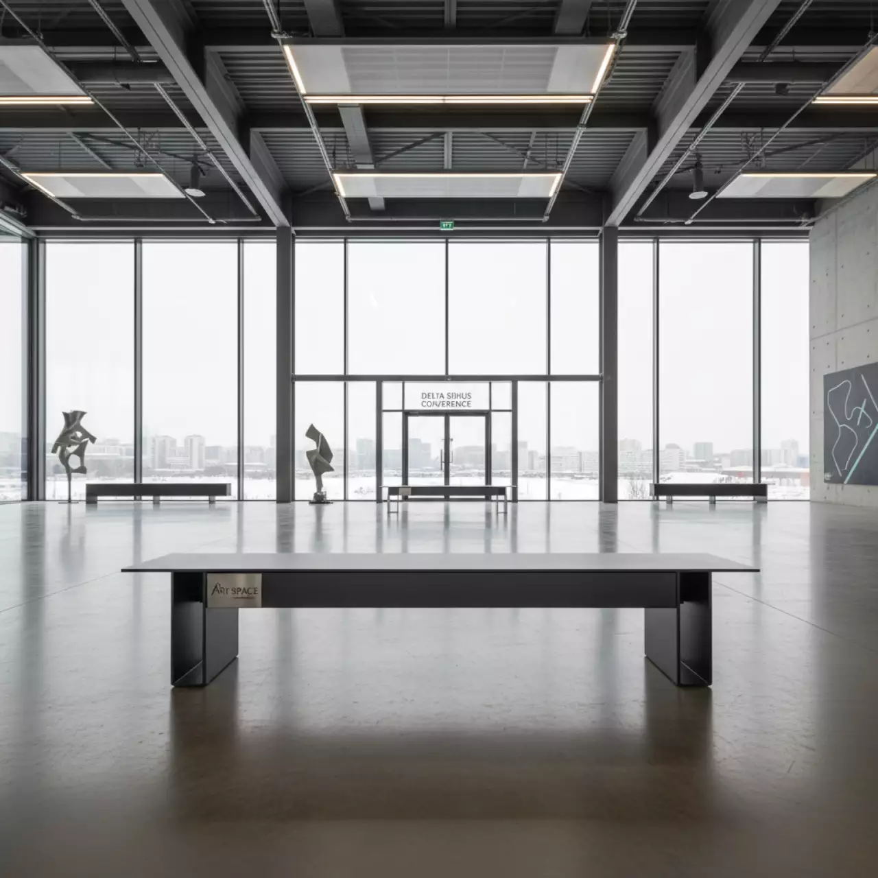 Аренда Скамья прямая Flow RAL 7024 темно серый в Delta Sirius — ART SPACE