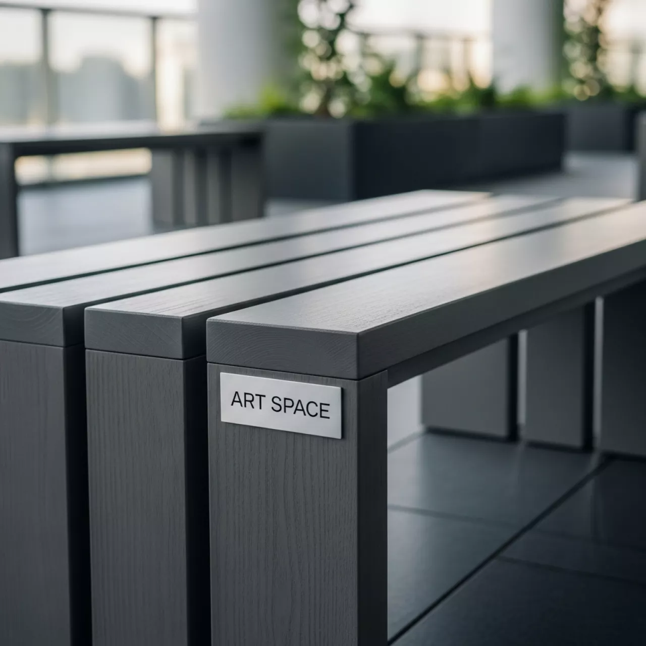 Аренда Скамейка деревянная серого цвета в Pullman Sochi Centre — ART SPACE