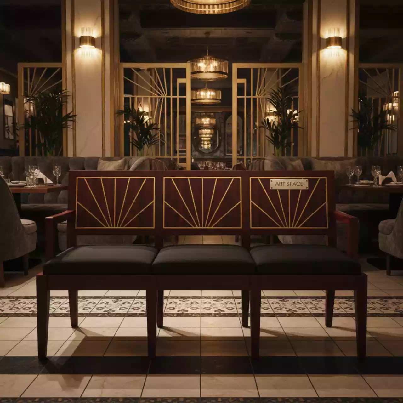 Аренда Скамейка деревянная трехместная Veradero в ресторане «Плакучая Ива» — ART SPACE